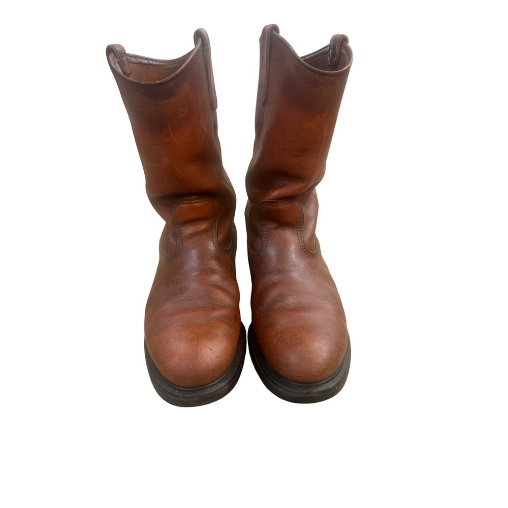 VTG 1986 Red Wing PECOS Boots Feather Tag Size 8.5‎ D Brown Leather Super Sole